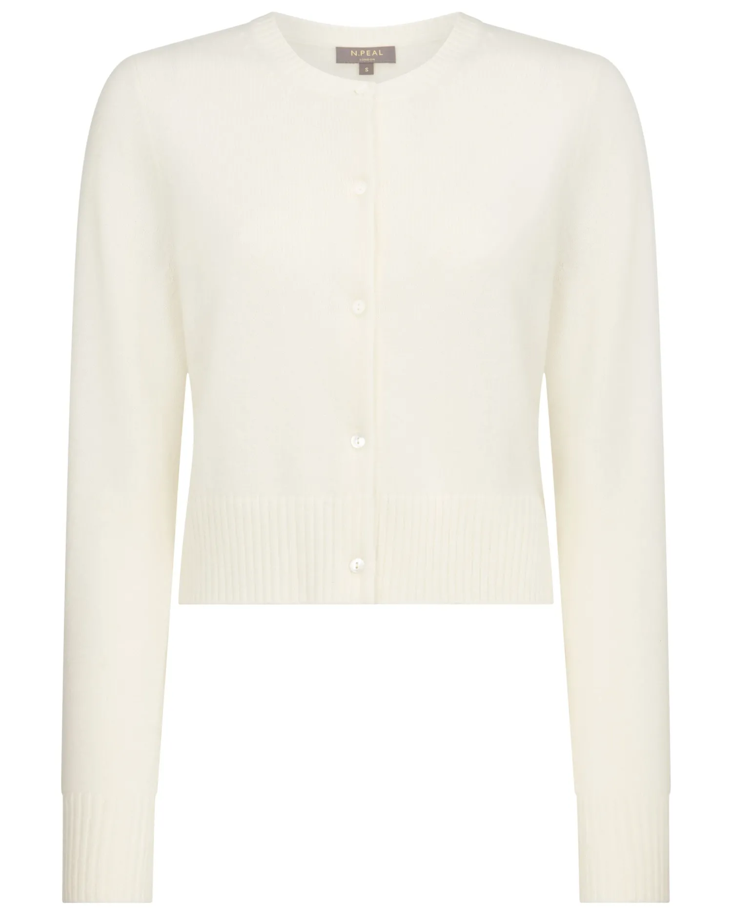 Women N.Peal White | Natural*Women's Chunky Crop Cashmere Cardigan