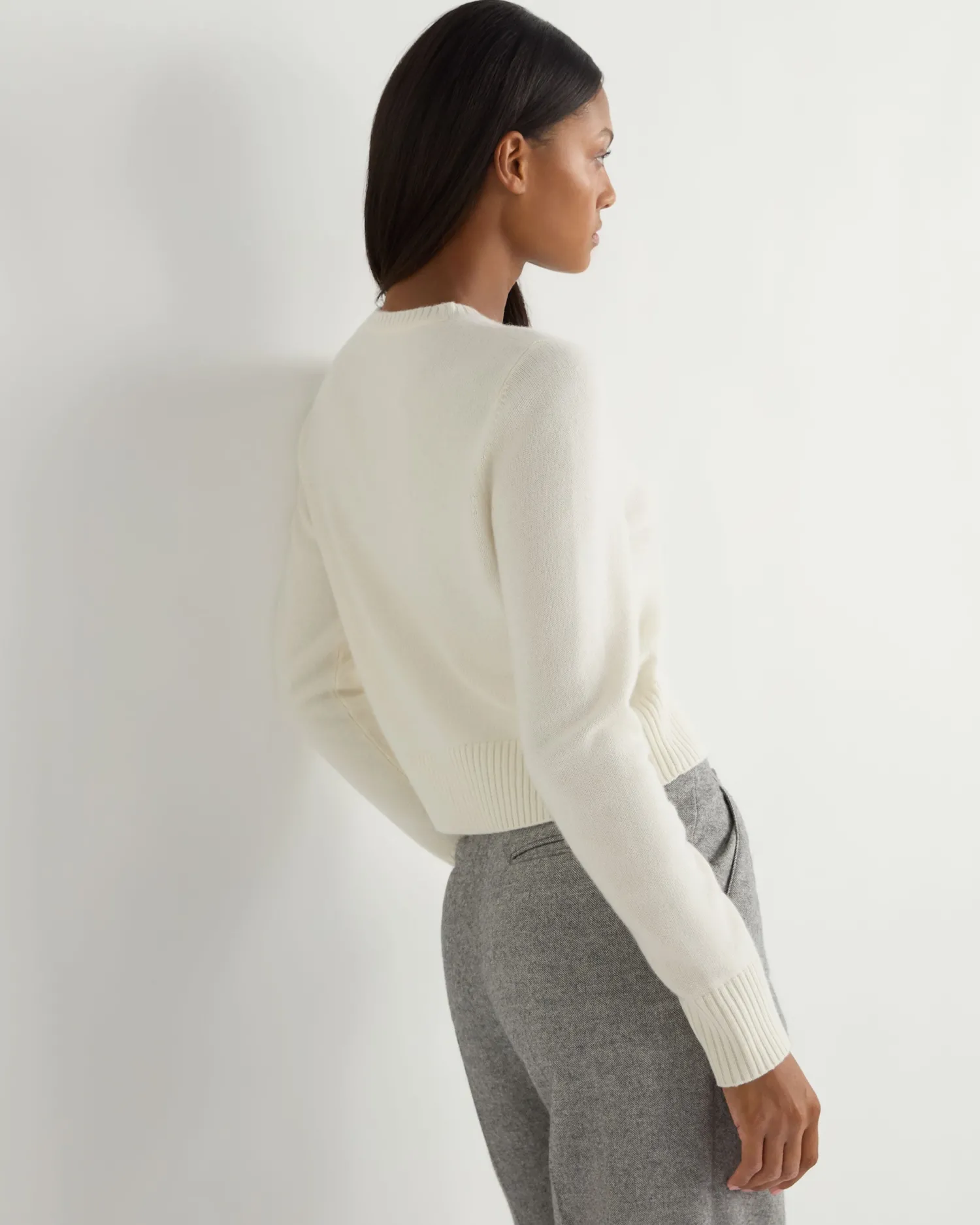 Women N.Peal White | Natural*Women's Chunky Crop Cashmere Cardigan