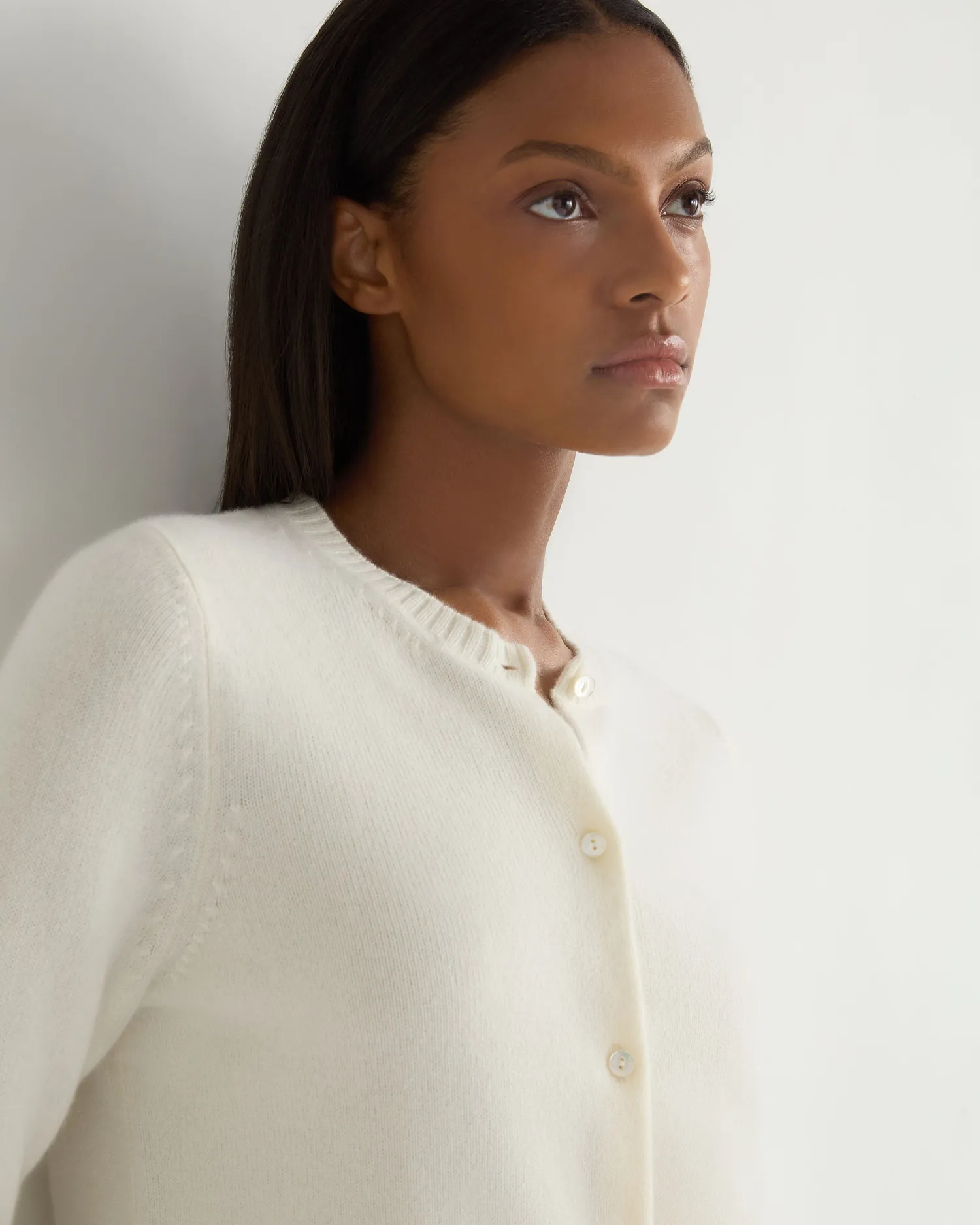 Women N.Peal White | Natural*Women's Chunky Crop Cashmere Cardigan
