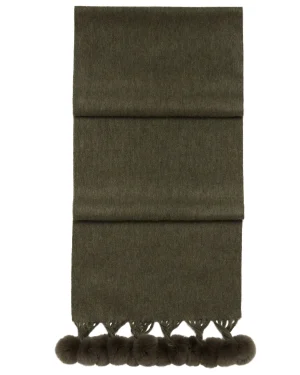Women N.Peal Fur Poms | Fur Trim Accessories*Women's Davos Fur Bobble Cashmere Scarf
