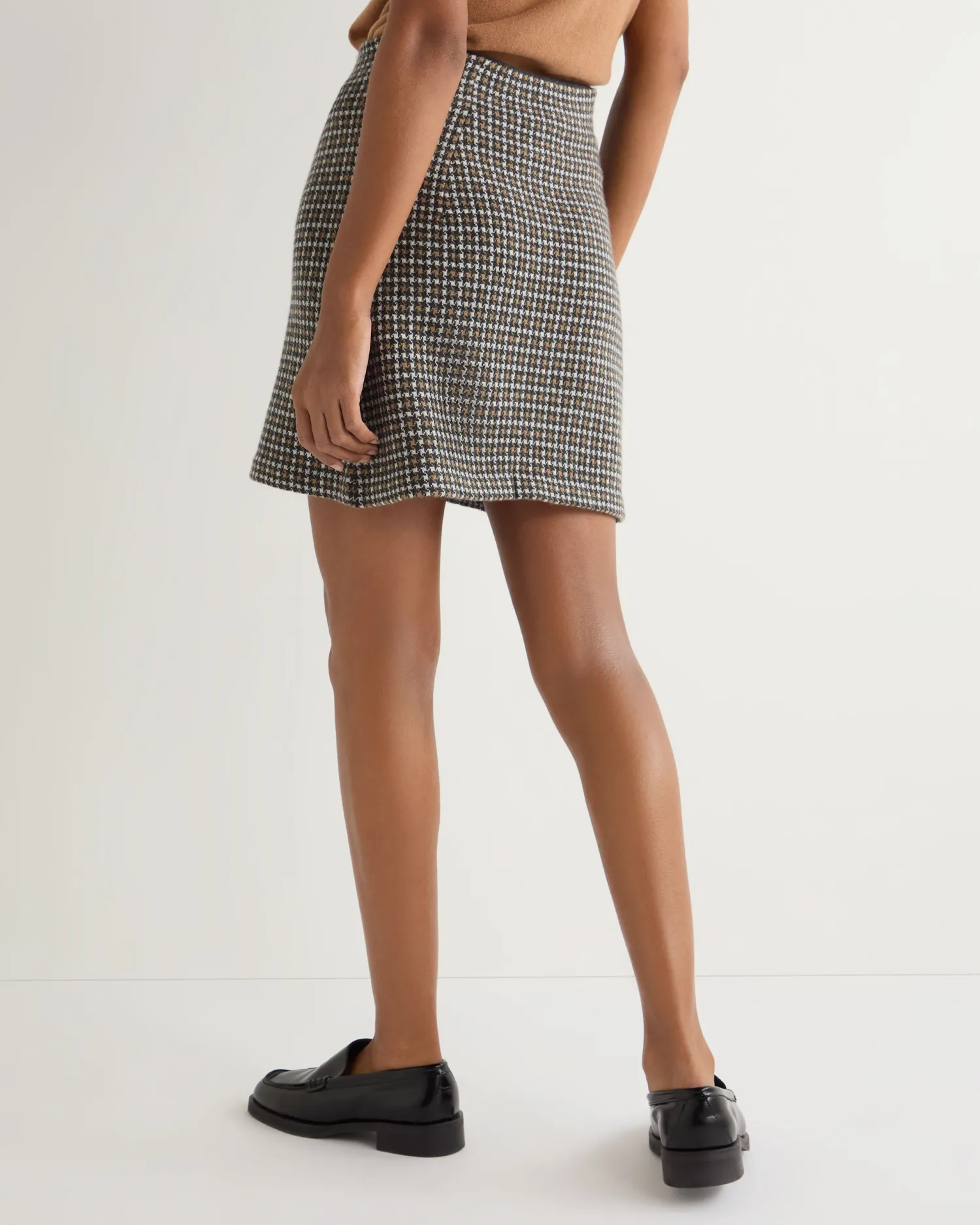 Women N.Peal Brown | Dresses & Skirts*Women's Dogtooth Mini Cashmere Skirt