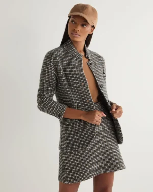 Women N.Peal Brown | Coats & Jackets*Women's Dogtooth Utility Cashmere Blazer