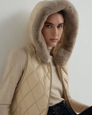 Women N.Peal White | Natural*Women's Down Gilet With Fur