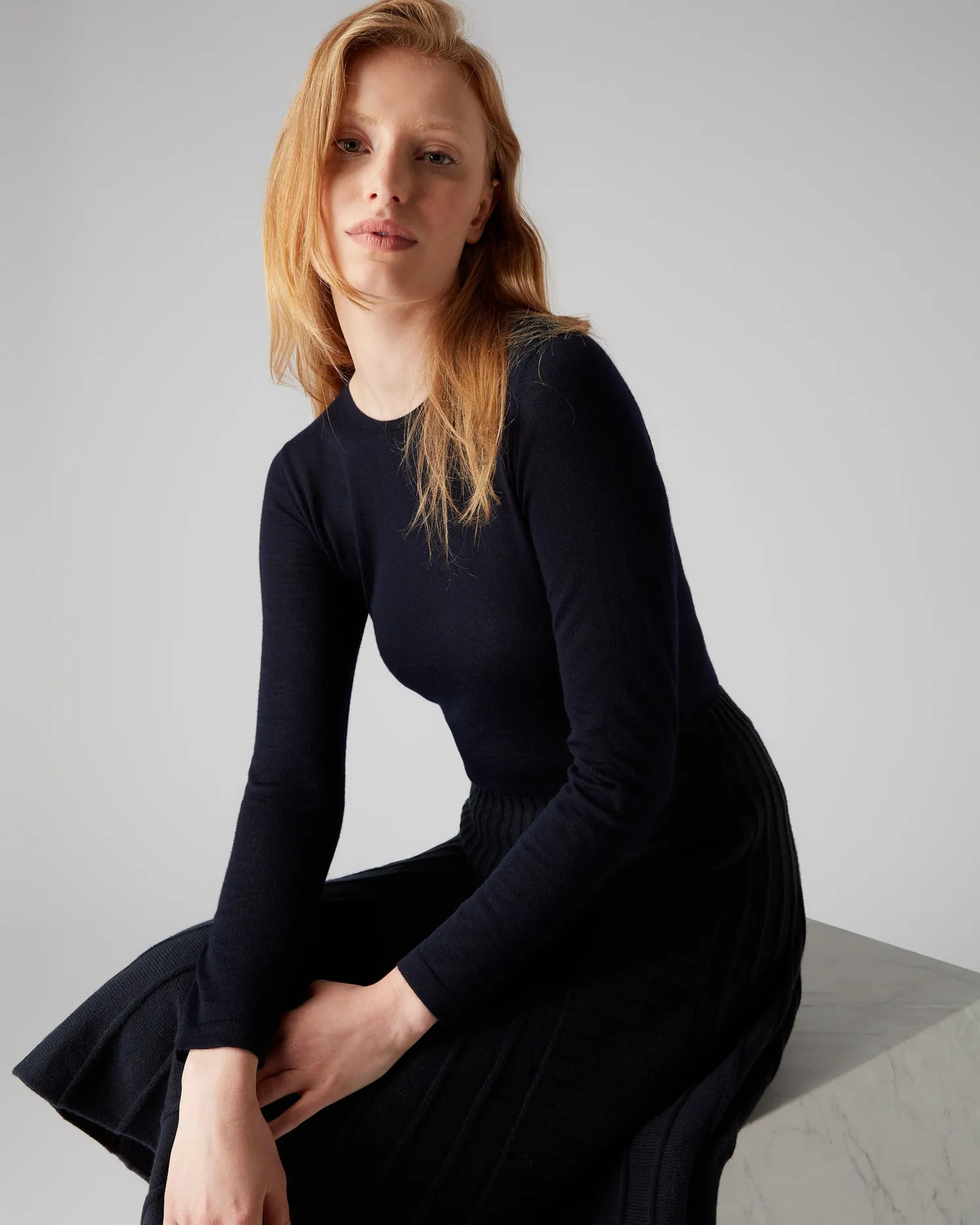 Women N.Peal Navy | Blue*Women's Eden Superfine Cashmere Round Neck Top