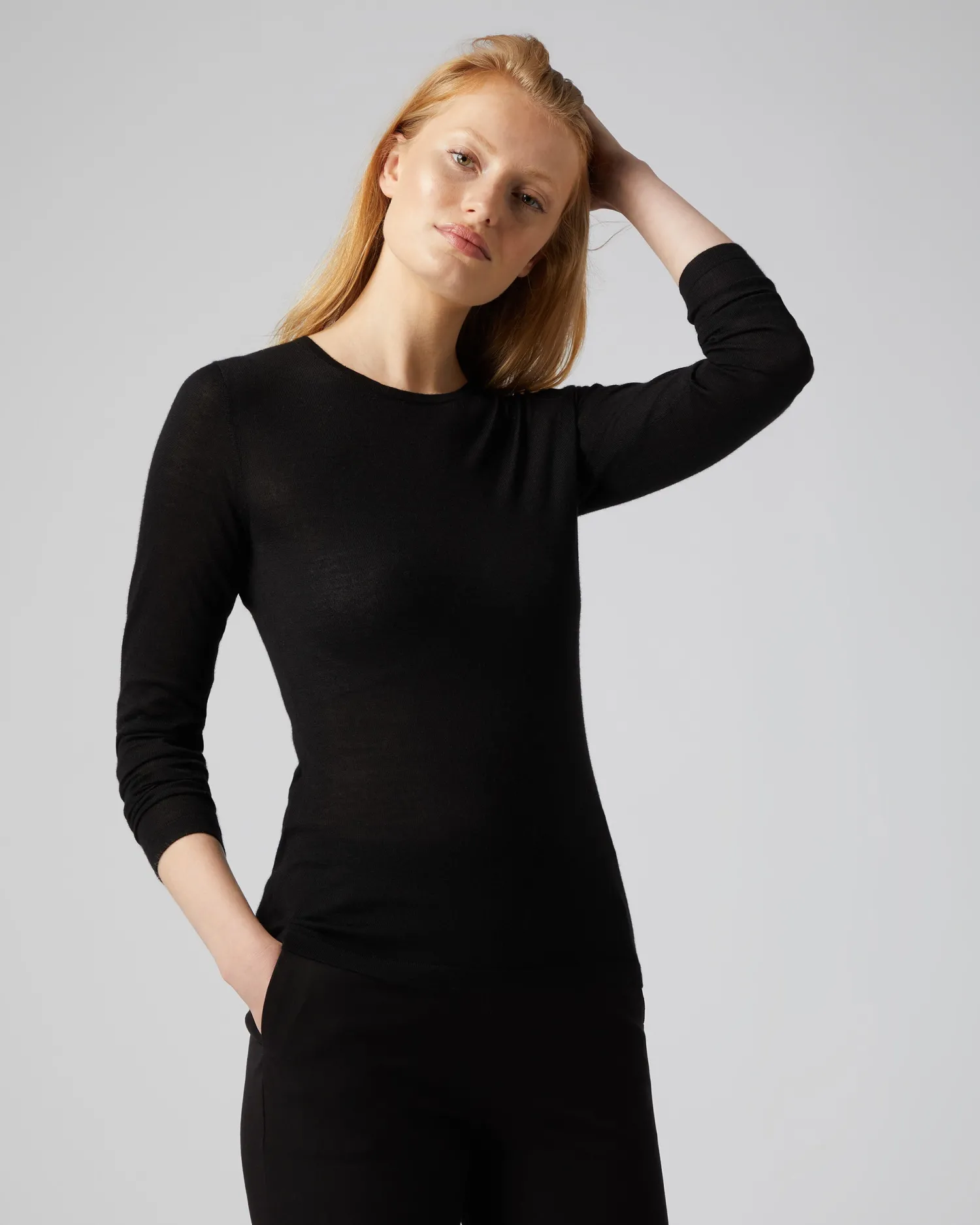 Women N.Peal Black | Superfine Cashmere*Women's Eden Superfine Cashmere Round Neck Top