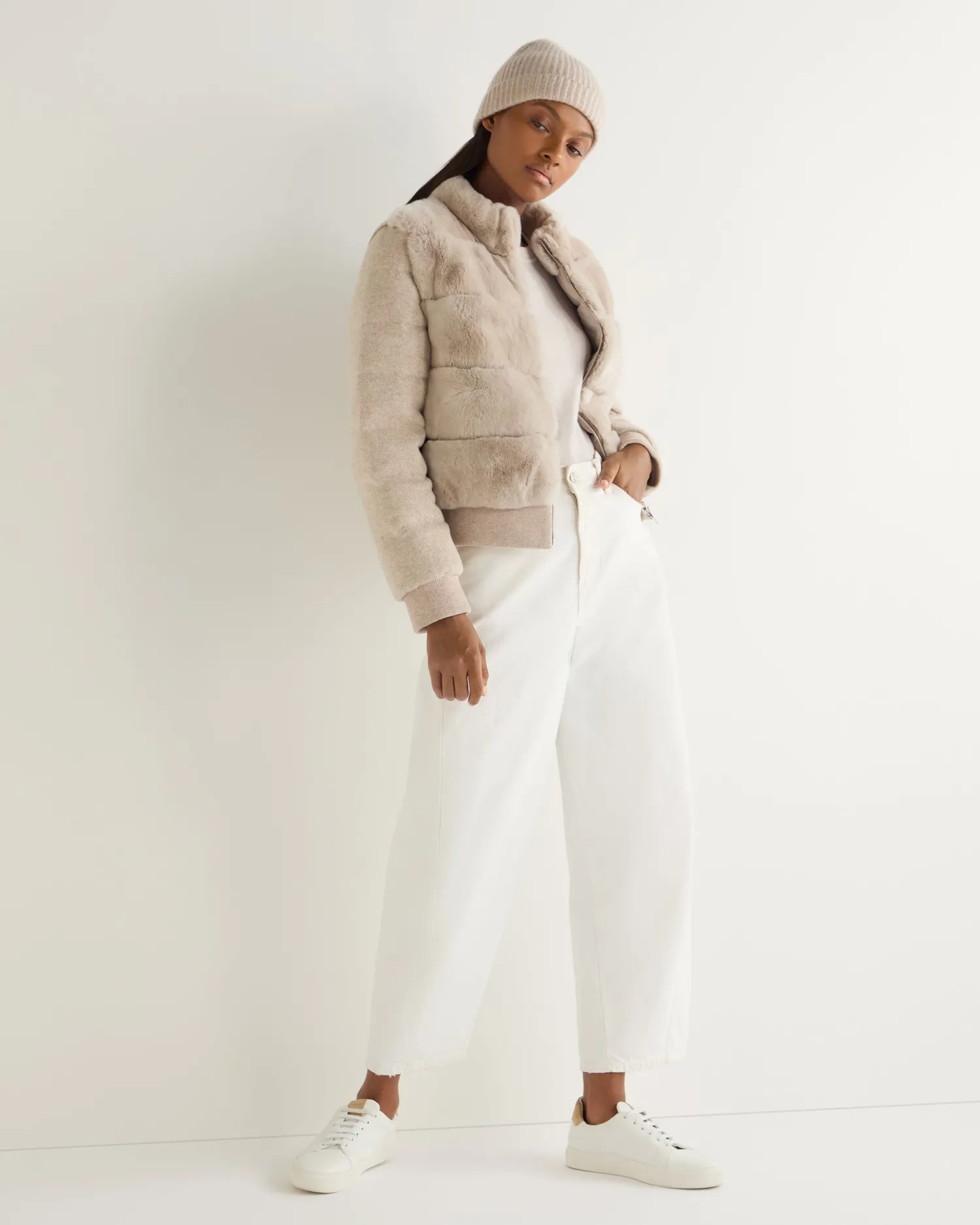 Women N.Peal White | Natural*Women's Eva Birdseye Fur Jacket