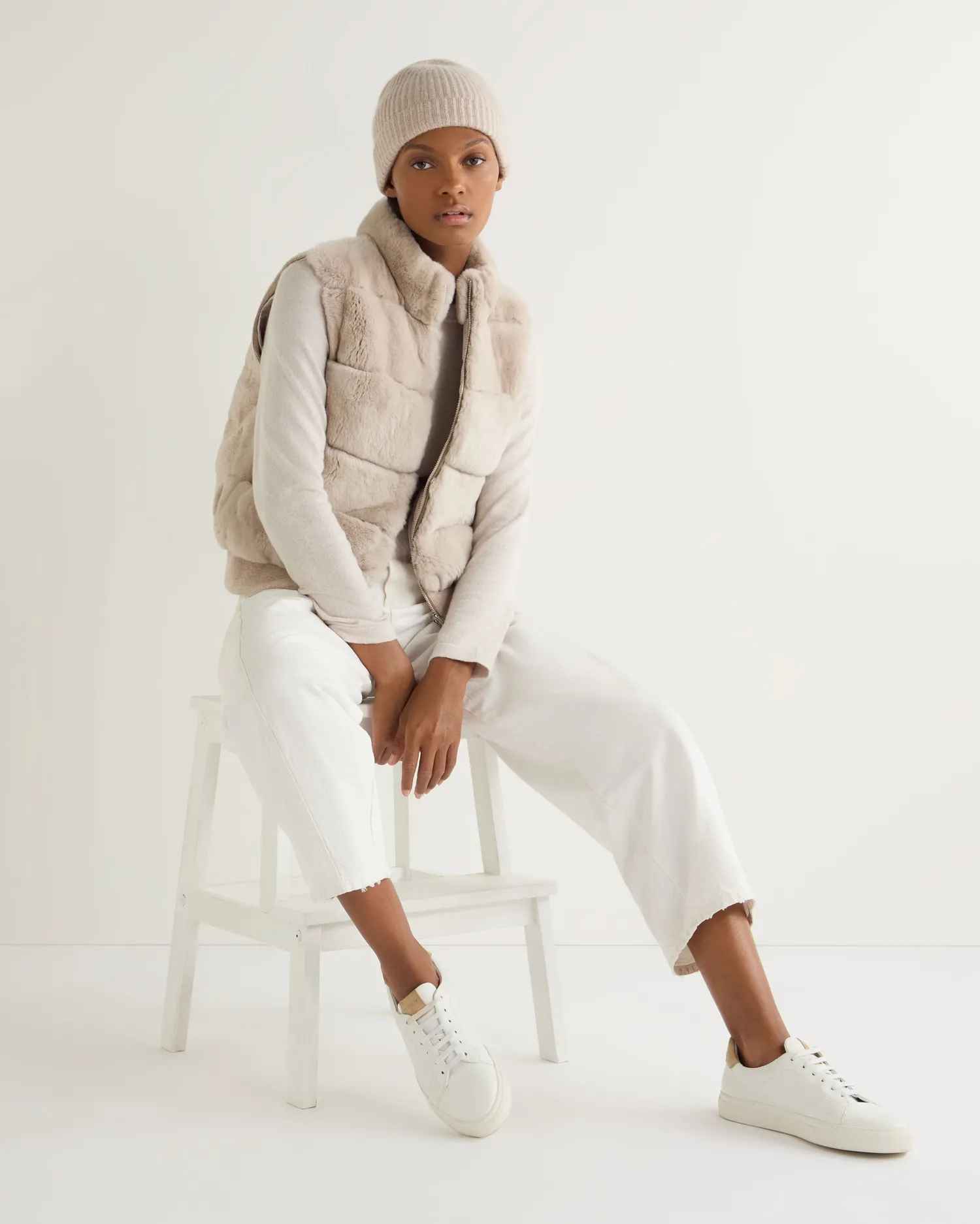 Women N.Peal White | Natural*Women's Eva Birdseye Fur Jacket