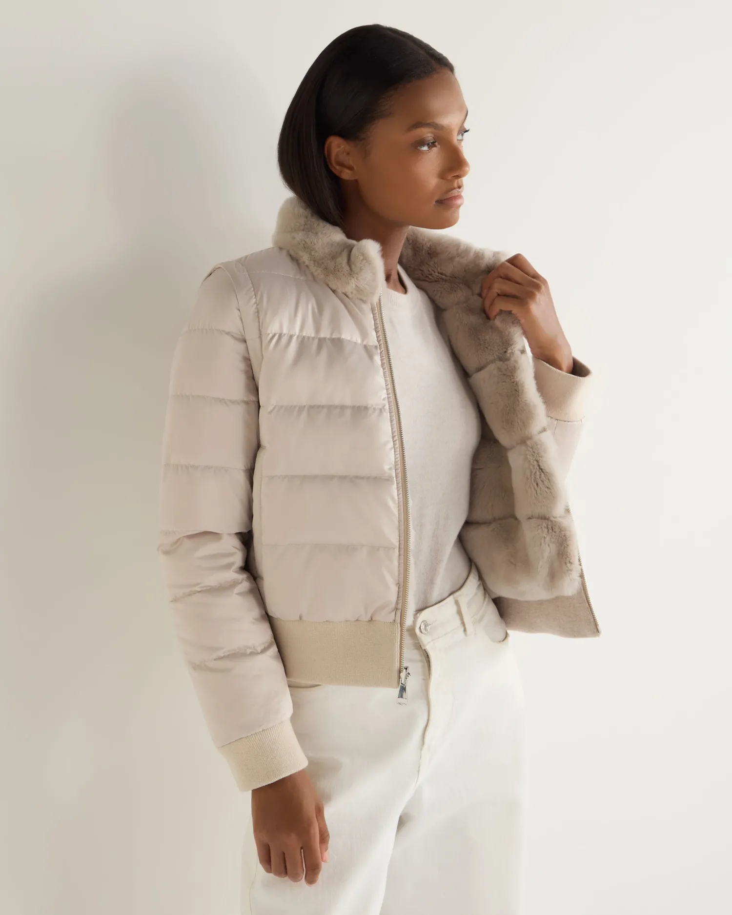 Women N.Peal White | Natural*Women's Eva Birdseye Fur Jacket