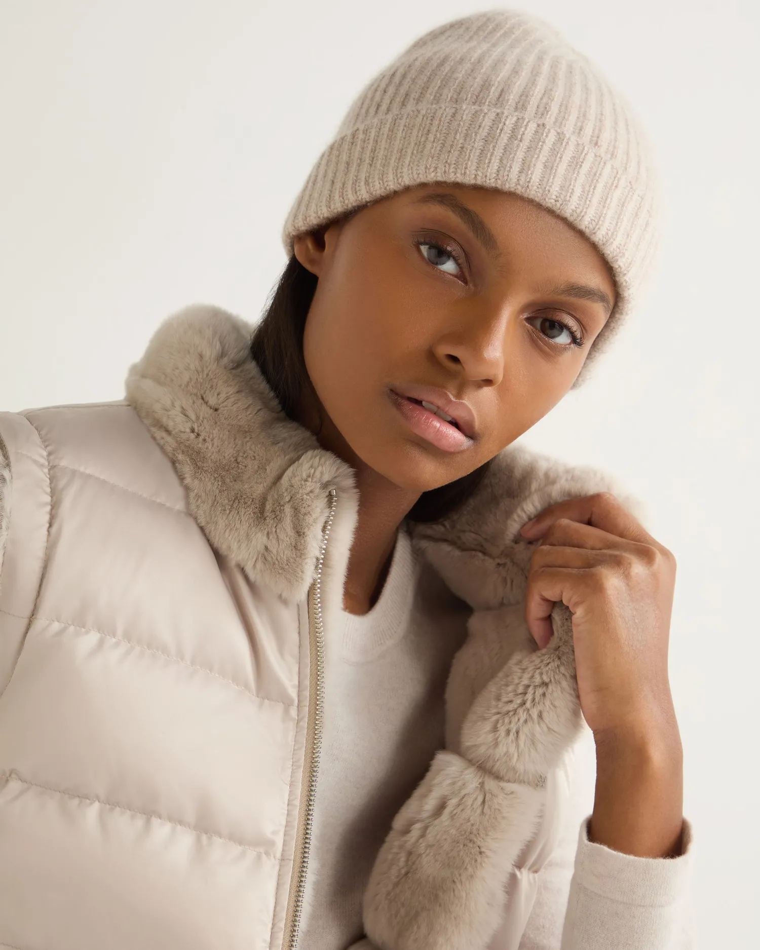 Women N.Peal White | Natural*Women's Eva Birdseye Fur Jacket