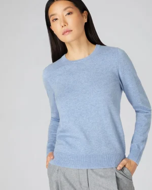 Women N.Peal Blue | Classic Cashmere*Women's Evie Classic Round Neck Cashmere Sweater