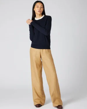 Women N.Peal Navy | Blue*Women's Evie Classic Round Neck Cashmere Sweater