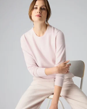 Women N.Peal Pink | Classic Cashmere*Women's Evie Classic Round Neck Cashmere Sweater