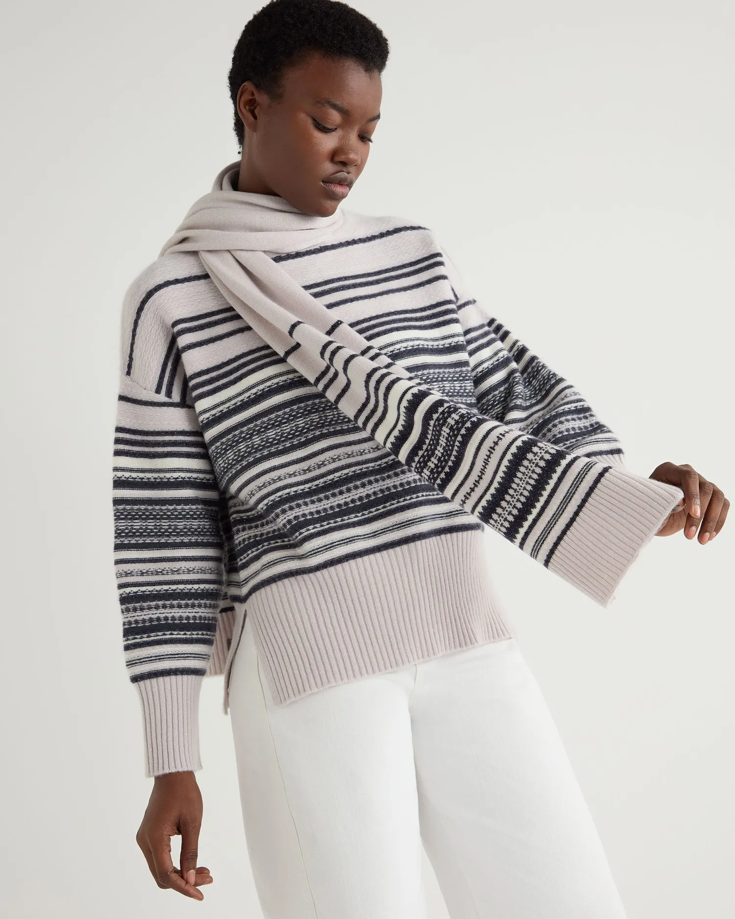 Women N.Peal Cashmere Scarves | Organic Cashmere*Women's Gradual Fairisle Cashmere Scarf With Lurex