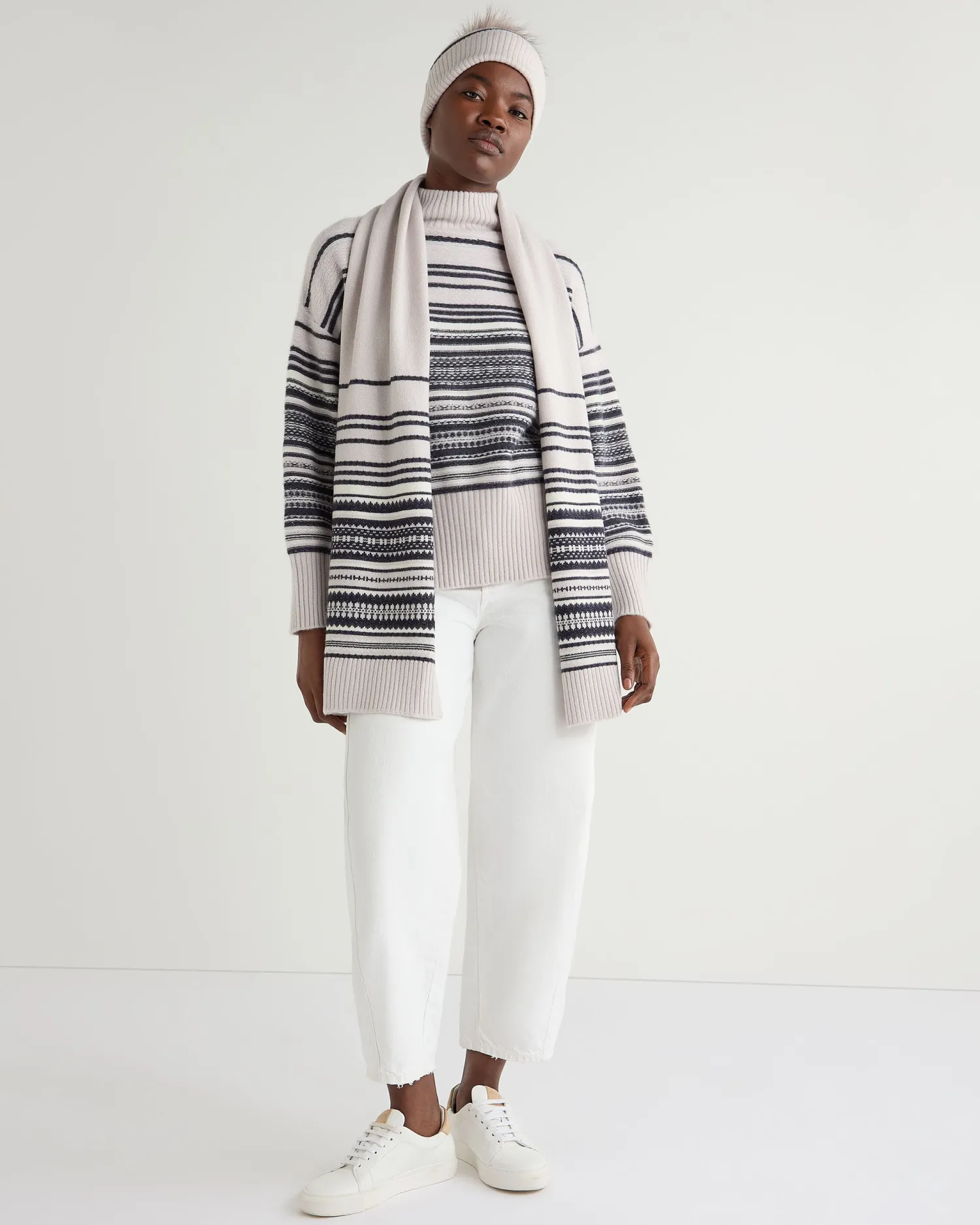 Women N.Peal Cashmere Scarves | Organic Cashmere*Women's Gradual Fairisle Cashmere Scarf With Lurex