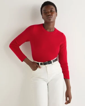 Women N.Peal Red | Organic Cashmere*Women's Hallie Round Neck Cashmere Sweater