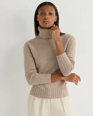 Women N.Peal Natural | Brown*Women's Hazel Chunky Turtle Neck Cashmere Sweater