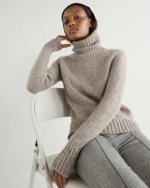 Women N.Peal Natural | Multi*Women's Hazel Marl Chunky Turtle Neck Cashmere Sweater
