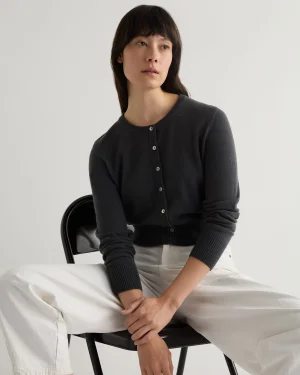Women N.Peal Dark Grey | Classic Cashmere*Women's Ivy Cropped Cashmere Cardigan