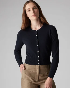Women N.Peal Navy | Blue*Women's Ivy Cropped Cashmere Cardigan