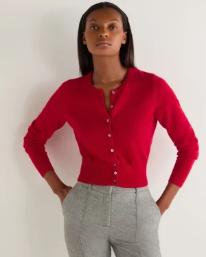 Women N.Peal Red | Classic Cashmere*Women's Ivy Cropped Cashmere Cardigan