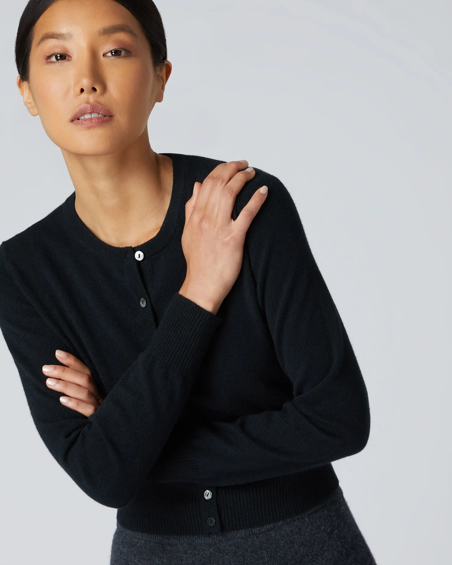 Women N.Peal Black | Classic Cashmere*Women's Ivy Cropped Cashmere Cardigan