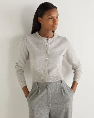 Women N.Peal Natural | Brown*Women's Ivy Cropped Cashmere Cardigan With Lurex