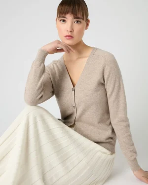 Women N.Peal Natural | Brown*Women's Lara V Neck Cashmere Cardigan