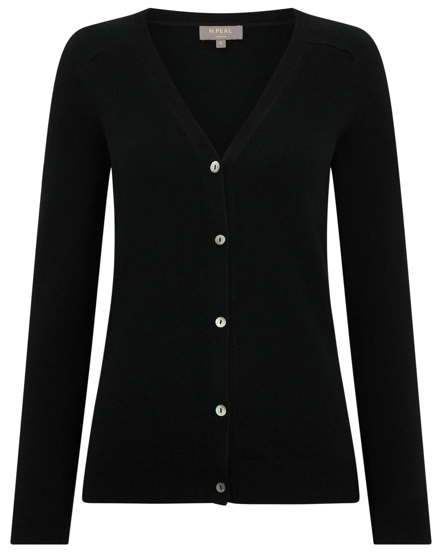 Women N.Peal Black | Classic Cashmere*Women's Lara V Neck Cashmere Cardigan