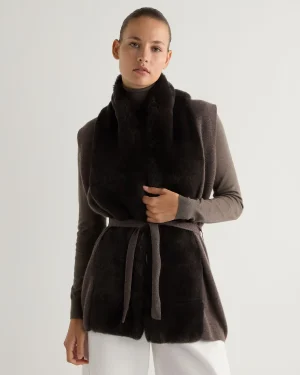 Women N.Peal Natural | Brown*Women's Lola Fur Placket Cashmere Gilet