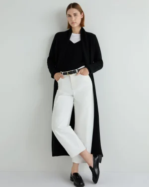 Women N.Peal Black | Organic Cashmere*Women's Longline Cashmere Cardigan