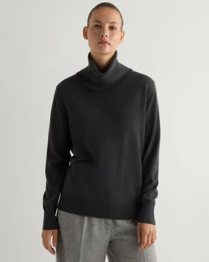 Women N.Peal Dark Grey | Classic Cashmere*Women's Loose Turtle Neck Cashmere Sweater