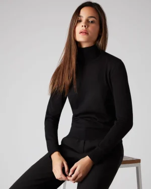 Women N.Peal Black | Superfine Cashmere*Women's Margot Superfine Cashmere Turtle Neck Sweater