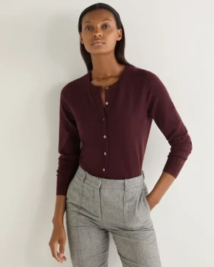 Women N.Peal Red | Classic Cashmere*Women's Olivia Round Neck Cashmere Cardigan