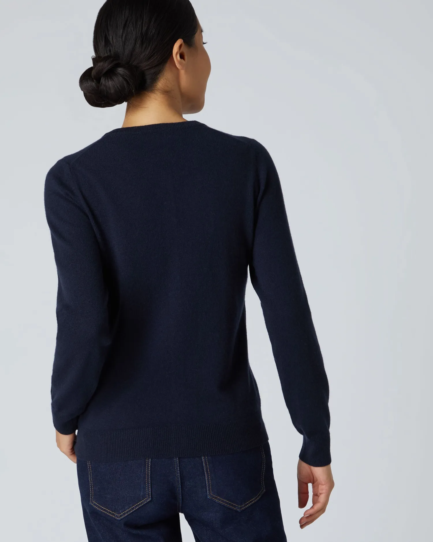 Women N.Peal Navy | Blue*Women's Olivia Round Neck Cashmere Cardigan