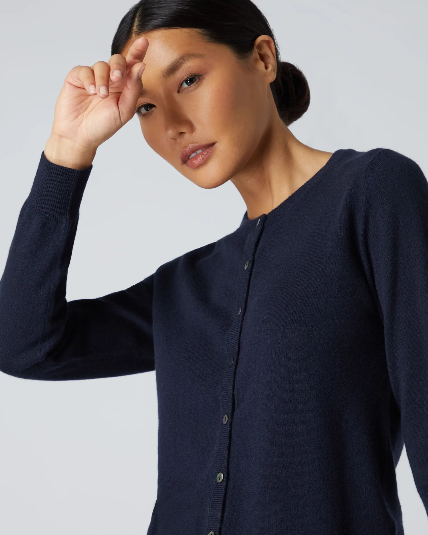 Women N.Peal Navy | Blue*Women's Olivia Round Neck Cashmere Cardigan