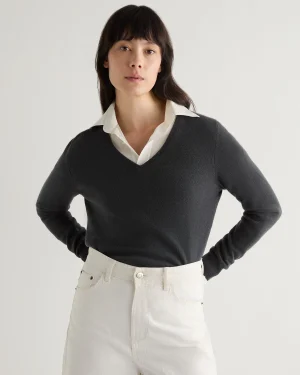 Women N.Peal Dark Grey | Classic Cashmere*Women's Phoebe V Neck Cashmere Sweater