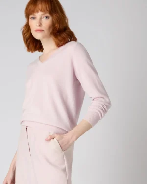 Women N.Peal Pink | Classic Cashmere*Women's Phoebe V Neck Cashmere Sweater