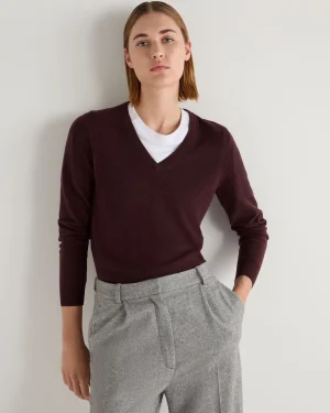 Women N.Peal Red | Classic Cashmere*Women's Phoebe V Neck Cashmere Sweater