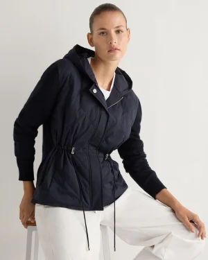 Women N.Peal Navy | Blue*Women's Quilted Woven Mix Cashmere Jacket
