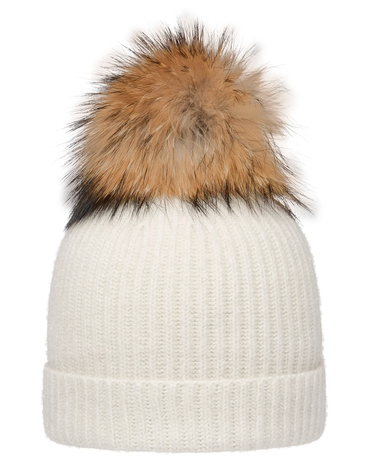 Women N.Peal Fur Poms | Fur Trim Accessories*Women's Ribbed Cashmere Hat With Lurex And Detachable Pom