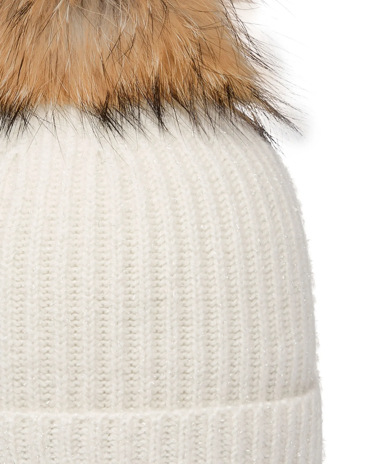 Women N.Peal Fur Poms | Fur Trim Accessories*Women's Ribbed Cashmere Hat With Lurex And Detachable Pom