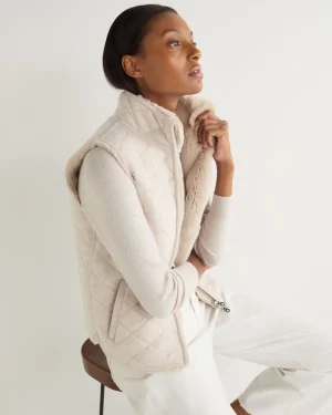 Women N.Peal White | Natural*Women's Robyn Fur Lined Cashmere Gilet