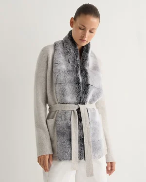 Women N.Peal White | Natural*Women's Ruby Herringbone Fur Cardigan
