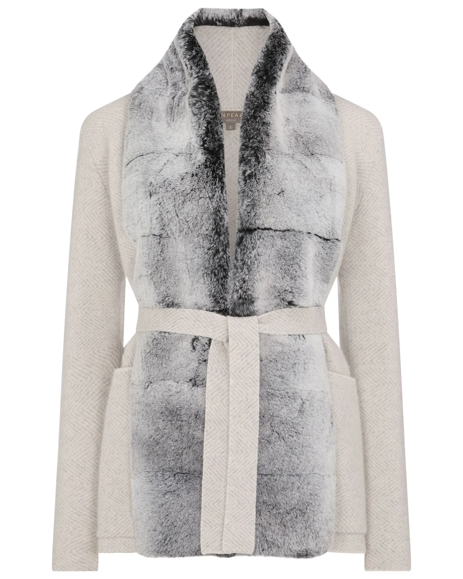Women N.Peal White | Natural*Women's Ruby Herringbone Fur Cardigan