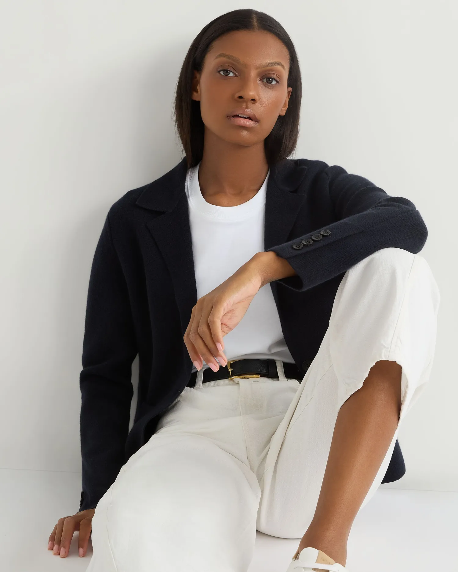 Women N.Peal Navy | Blue*Women's Single Breasted Cashmere Blazer