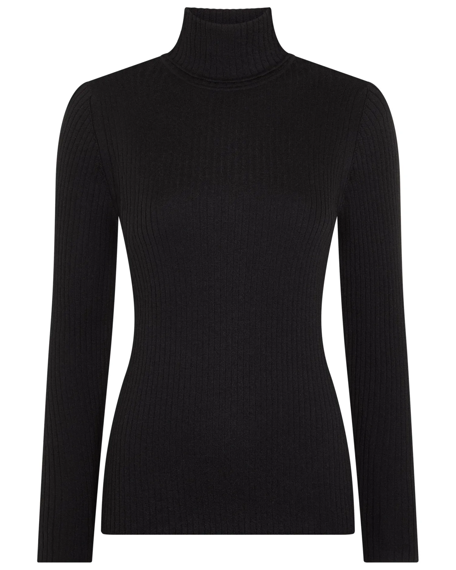 Women N.Peal Black | Ribbed Cashmere*Women's Superfine Cashmere Ribbed Turtle Neck Sweater