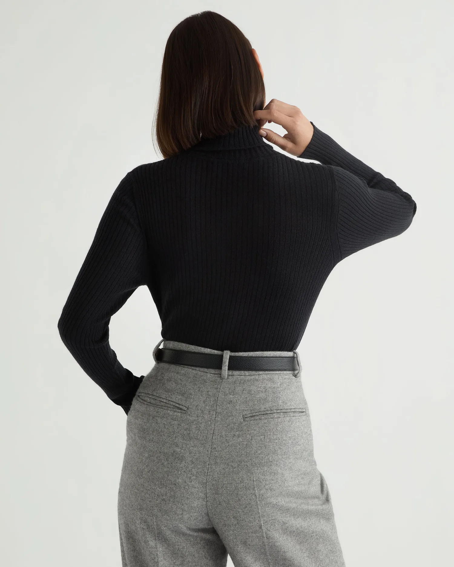 Women N.Peal Black | Ribbed Cashmere*Women's Superfine Cashmere Ribbed Turtle Neck Sweater