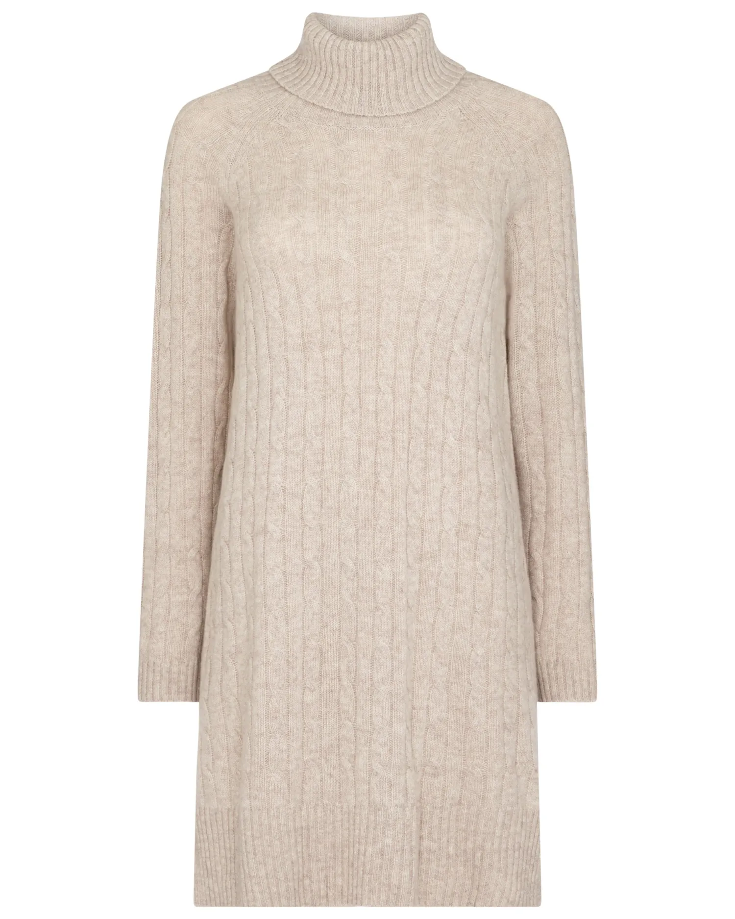 Women N.Peal Natural | Brown*Women's Turtle Neck Cable Cashmere Tunic