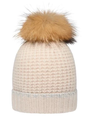 Women N.Peal Fur Trim Accessories | Hats*Women's Waffle Stitch Cashmere Hat